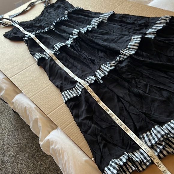 Petal & Pup Chantry Check Ruffle tie strap maxi dress, black & white, sz L, NWT - Picture 8 of 9